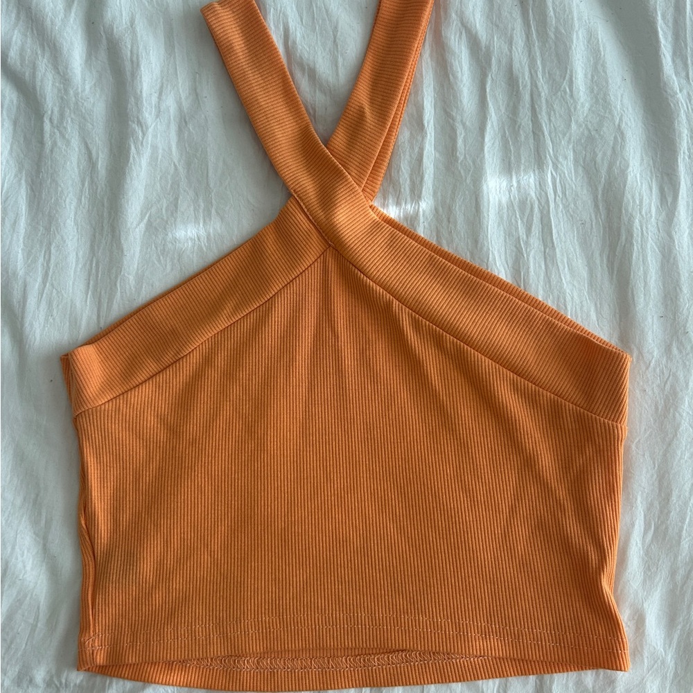 Orange Ribbed Women's Top